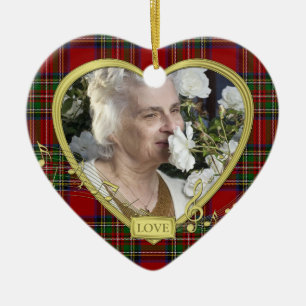 Red Tartan Music Memorial Heart Photo jul Julgransprydnad Keramik
