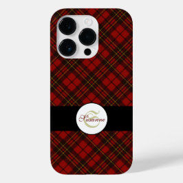 Red tartan plaid mönster Monogram vinterjul