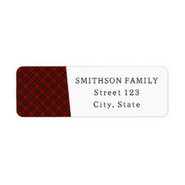 Red tartan plaid vinterjul mönster returadress etikett