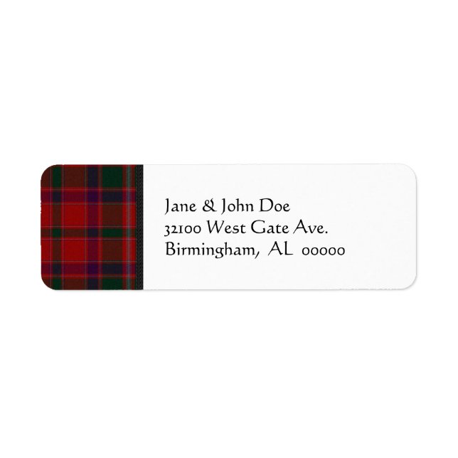 Red Tartan Play-Adressetiketter Returadress Etikett (Framsidan)