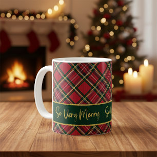 Red Tartan Play Guld So Väldigt Merry Kaffemugg