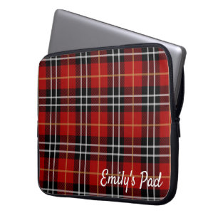 Red Tartan Play med Namn Laptop Fodral