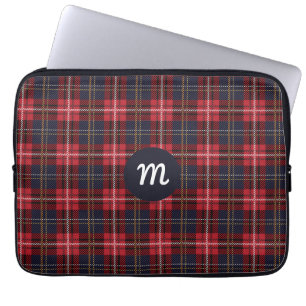 Red tartan Play Monogrammed Laptop sleeve