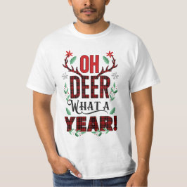 Red Tartan Play Oh Hjort What a Year Helgdag T Shirt