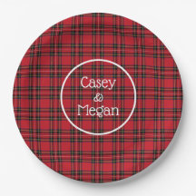 Red Tartan Play Papper Plate