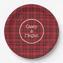 Red Tartan Play Papper Plate