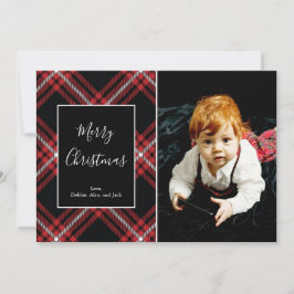 Red Tartan Play Photo Card för julens Helgdagar Julkort