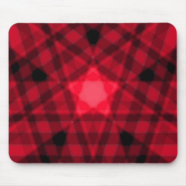 Red Tartan Star Geometric Art Mousepad Musmatta (Framsidan)