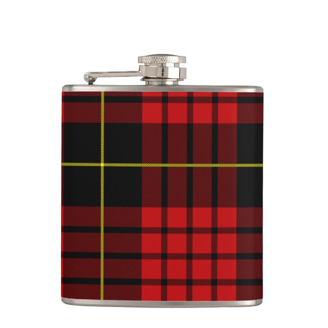 Red Tartan Vinyl Wrapped Flask Fickplunta (Framsidan)