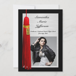 Red Tassel med Photo Studentfest Inbjudningar