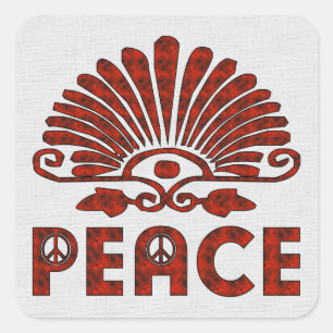Red Tattoo Peace Art Fyrkantigt Klistermärke