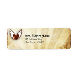 Red Tattoo Winged Heart Address Label Returadress Etikett