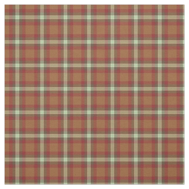 Red Taupe Beige Mörk Brown Tartan Squares Mönster Tyg (Provkarta)