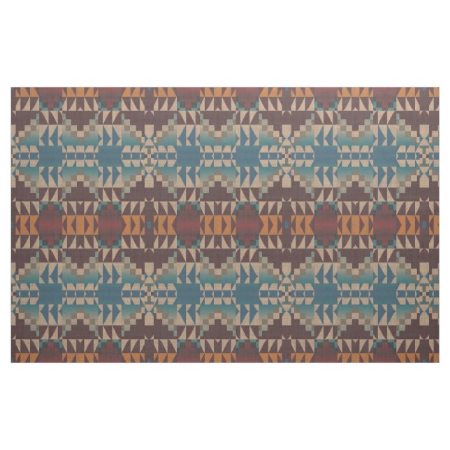 Red Taupe Brown Teal Blue Orange Ethnic look Tyg (Fat Quarter)