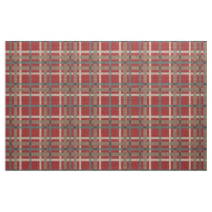 Red Taupe Brown Teal Blue Tartan Squares Mönster Tyg
