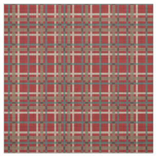 Red Taupe Brown Teal Blue Tartan Squares Mönster Tyg