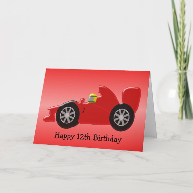 Red Tävla Car 12:e Birthday Kort (Framsida)