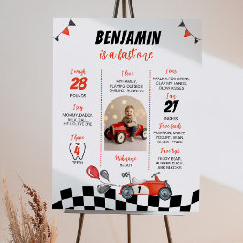 Red Tävla Car 1:a födelsedag Photo Milestone Poste Poster