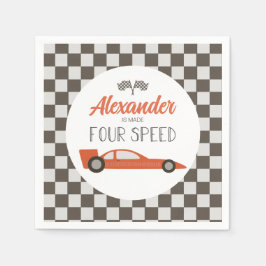 Red Tävling Car 4e födelsedagen Pappersservett