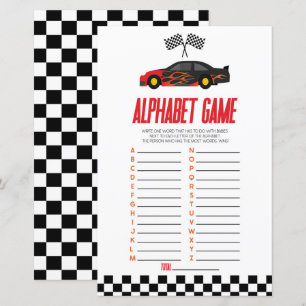 Red Tävling Car Alphabet Baby Shower Game