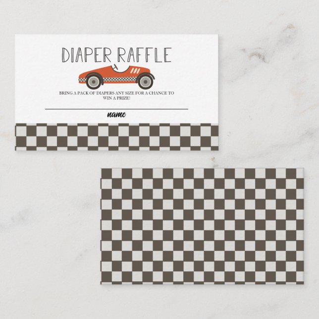 Red Tävling Car Baby Shower Raffle Tilläggskort (Fram/baksida)