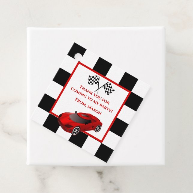 Red Tävling Car | BARNS FÖDELSEDAG PARTY Gåvor Etiketter (På plats)