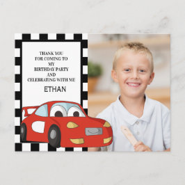 Red Tävling Car Black White Birgday Photo Tack Vykort