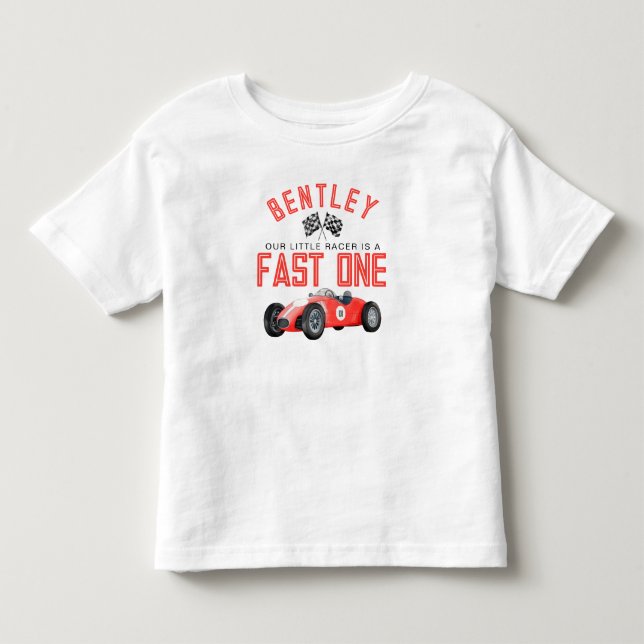 Red Tävling Car Fast 1 Birthday Boy Shirt T (Framsida)
