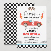 Red Tävling Car Fast Nyfiken Boy Birthday