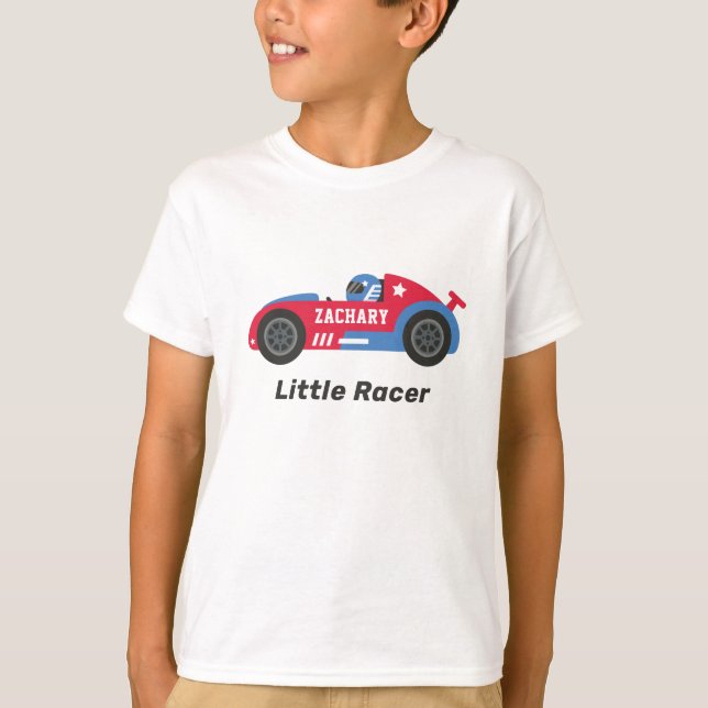 Red Tävling Car Little Racer Boy Personlig T Shirt (Framsida)