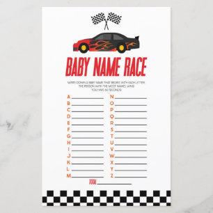 Red Tävling Car Namn Tävling Baby Shower Game