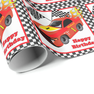 Red Tävling Car Personlig Birthday Gift Presentpapper