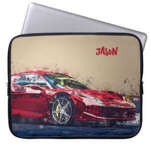 Red Tävling Car Personlig Laptop sleeve Gift