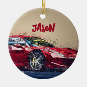 Red Tävling Car Personlig Ornament Gift