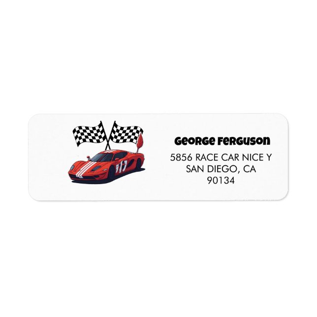 Red Tävling Car Returadress Returadress Etikett (Framsidan)