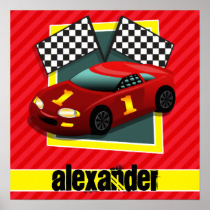 Red Tävling Car, Scarlet Red Rand Poster