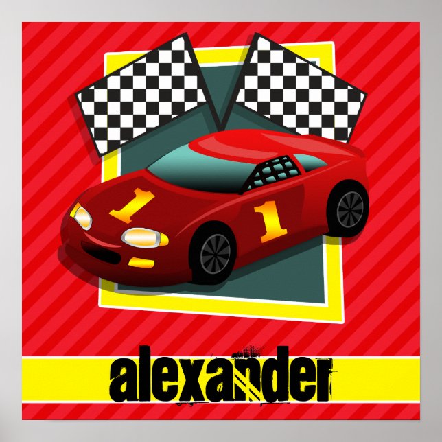 Red Tävling Car, Scarlet Red Rand Poster (Framsidan)