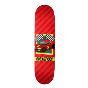 Red Tävling Car, Scarlet Red Rand Skateboard Bräda 19,5 Cm