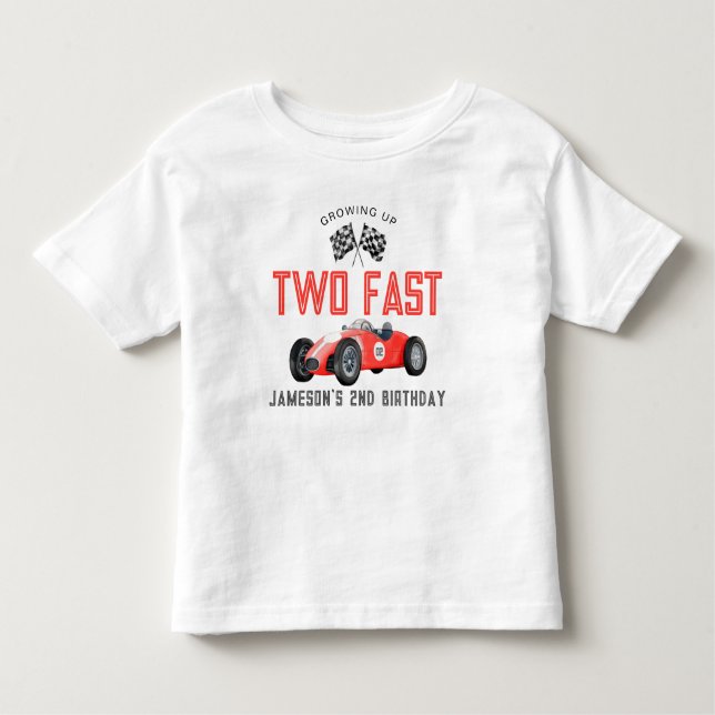 Red Tävling Car Two Fast Birthday Boy Shirt T Shirt (Framsida)