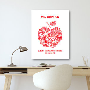 Red Teacher Appreciation Typography Apple Canvastryck