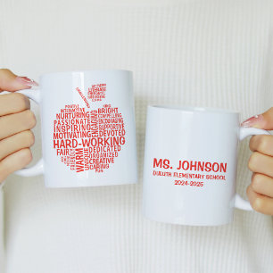 Red Teacher Appreciation Typography Apple Kaffemugg
