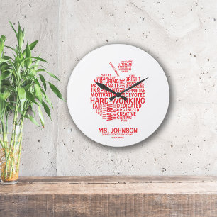 Red Teacher Appreciation Typography Apple Stor Klocka