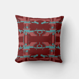 Red Teal Blue Burgundy Mediterranean Symmetrical Kudde