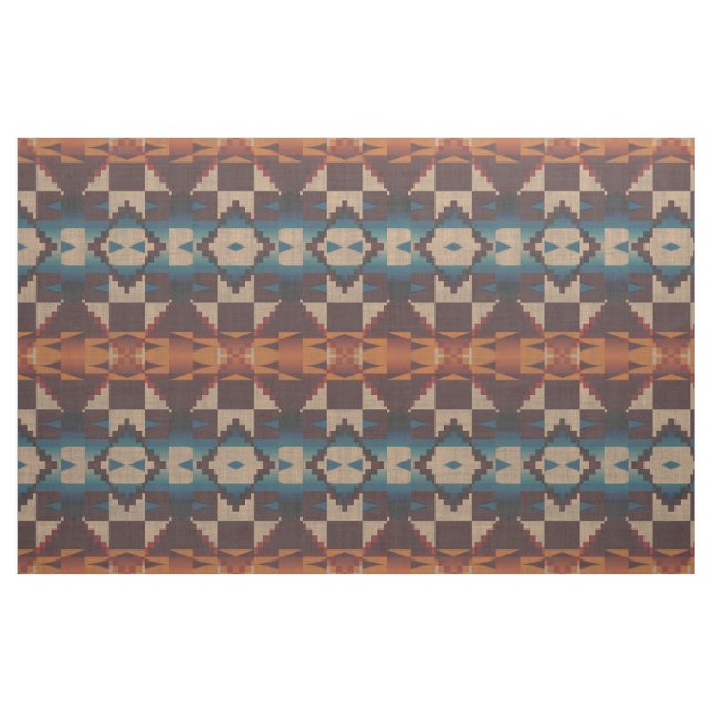 Red Teal Blue Taupe Brown Orange Ethnic look Tyg (Fat Quarter)
