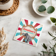 Red Teal Blue Vintage Circus Birthday