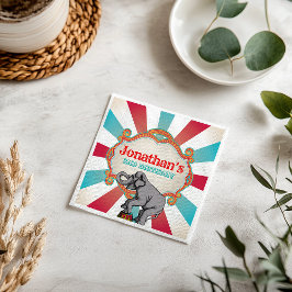 Red Teal Blue Vintage Circus Birthday Pappersservett