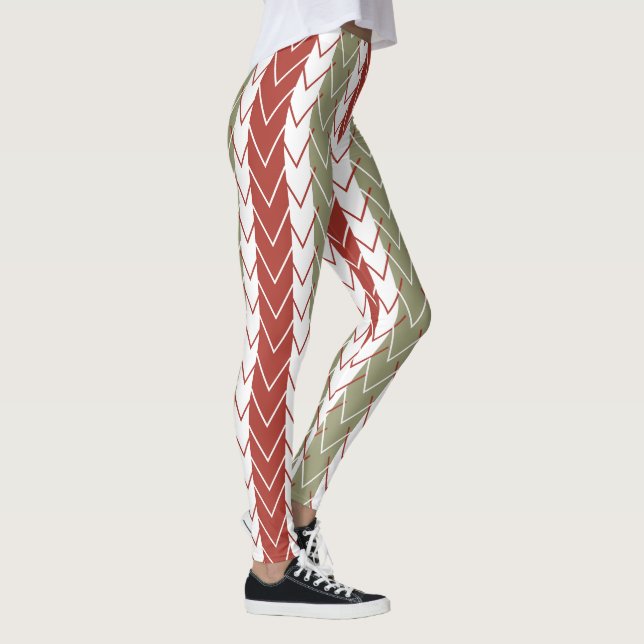 Red Teal Chevron Rand Leggings (Höger)
