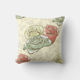 Red, Teal, Cream Ro Dekorativ kudde