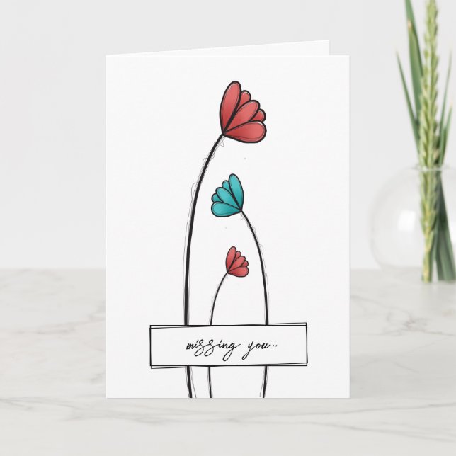 Red Teal Flower Kort (Framsida)