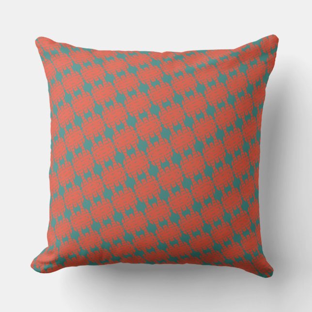 Red Teal Grönt Southwest Design Mönster Kudde (Framsida)